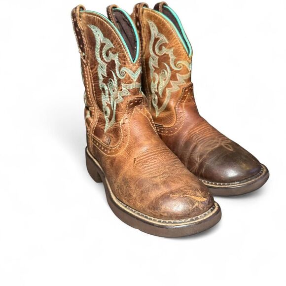 Justin Women’s Western Cowboy Boots Size 6.5 B Brown Leather Embroidered L9606 - Picture 8 of 8